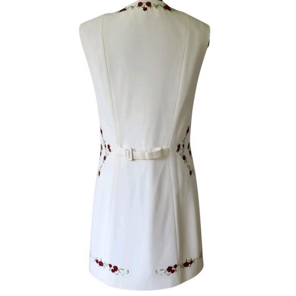 Commense Dress Embroidered Floral Button Front Ivory Mini A-line Size L - Picture 4 of 9